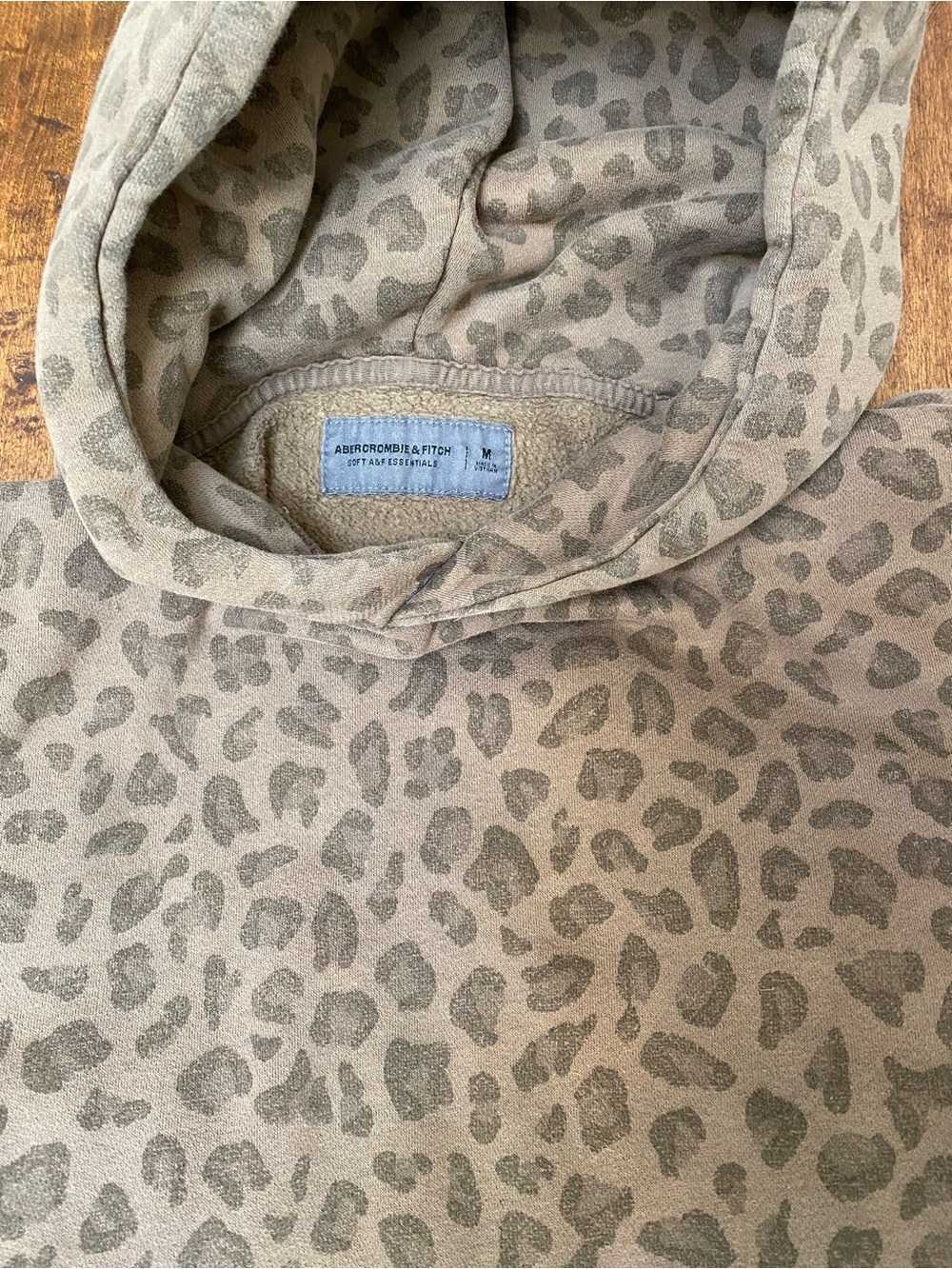 Abercrombie & Fitch Taupe Leopard-Print Hooded Sweatshirt